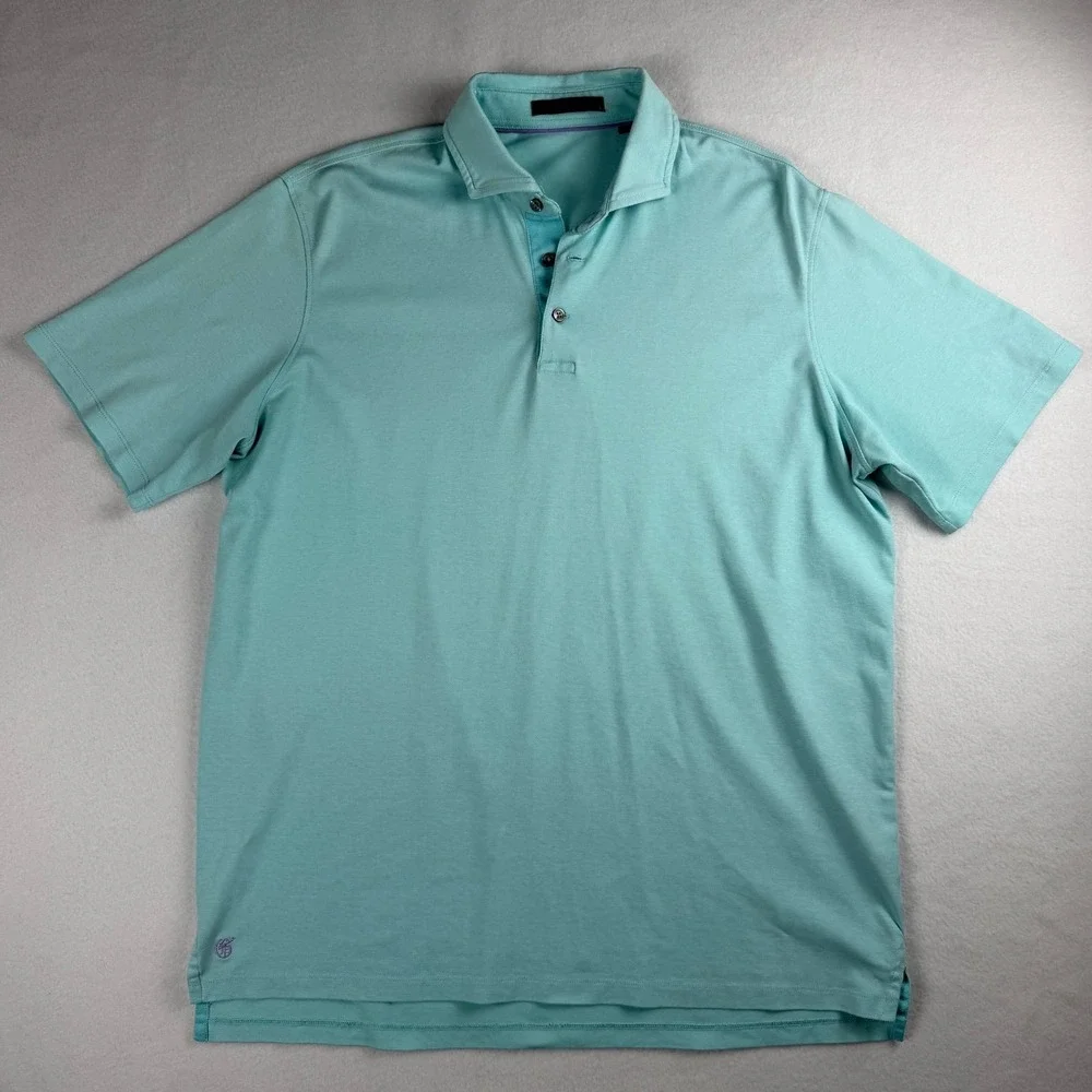 Greyson Men's Golf Omaha Cotton Stretch‎ Short Sleeve Polo Shirt Blue Large